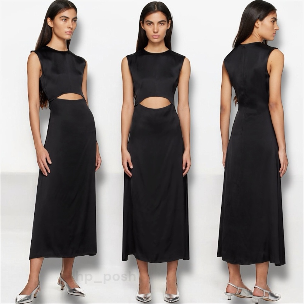 Loulou Studio Black Copan Midi Maxi Dress Cutout NWT XS